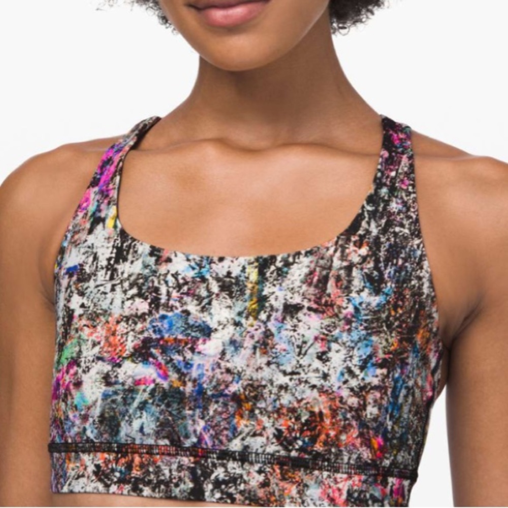 Lululemon 8 Energy Bra Vitalize Multi Color Criss Cross Strappy Back